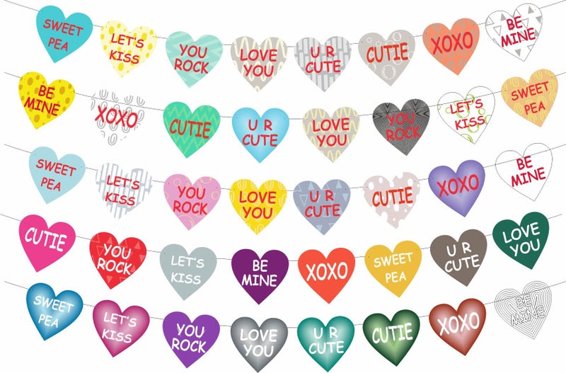 HK balloons Happy Birthday Banner Decoration For Boys, Girls, Boyfriend, Girlfriend, (Heart Love Gralands - Pack Of 5) - Image 1