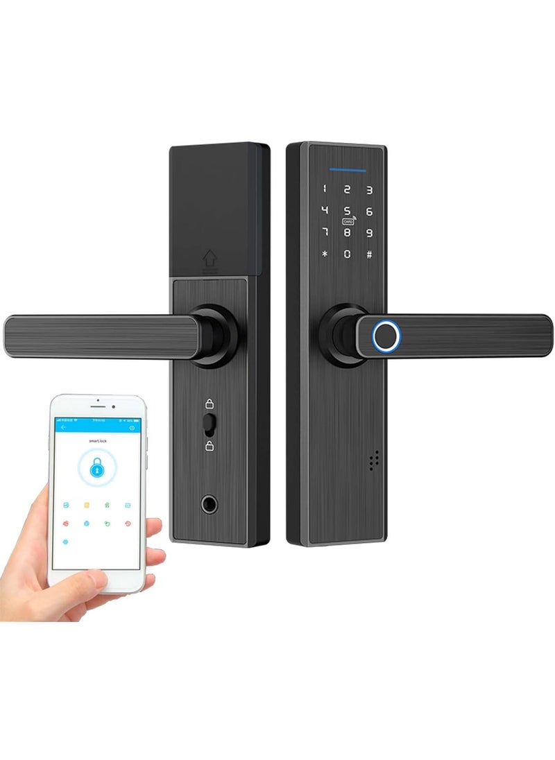 Delavala Delavala Smart Lock for Wooden Door Catus Touch Plus 5Way Unlocking Fingerprint Pincode RFID Access Card Bluetooth Mobile App Mechanical Key I Black Finish I Keyless Entry Door Lock  - Image 1
