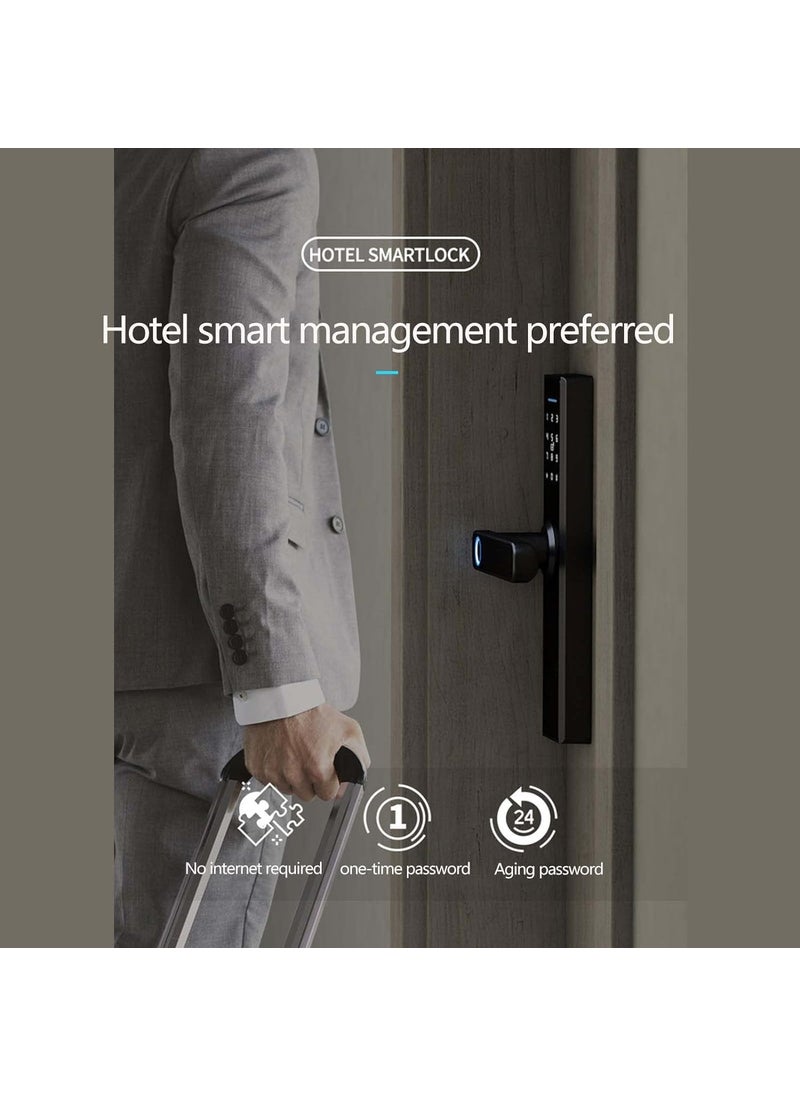 Delavala Delavala Smart Lock for Wooden Door Catus Touch Plus 5Way Unlocking Fingerprint Pincode RFID Access Card Bluetooth Mobile App Mechanical Key I Black Finish I Keyless Entry Door Lock  - Image 3