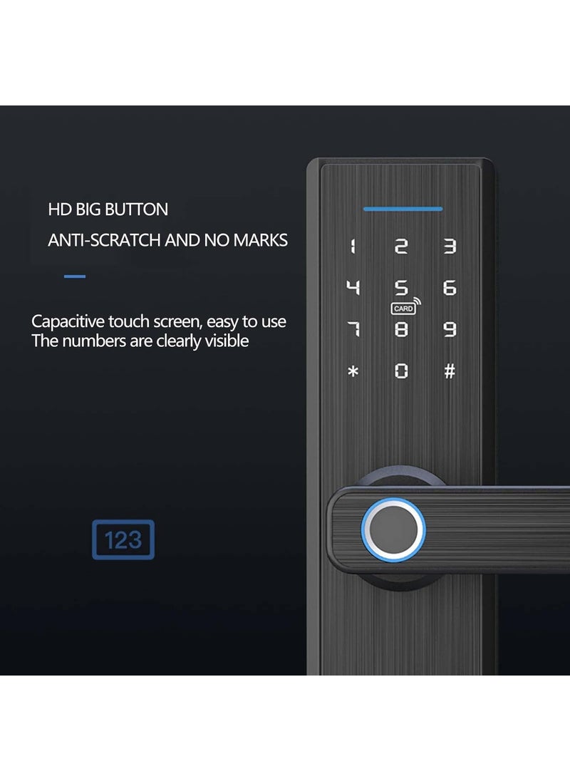 Delavala Delavala Smart Lock for Wooden Door Catus Touch Plus 5Way Unlocking Fingerprint Pincode RFID Access Card Bluetooth Mobile App Mechanical Key I Black Finish I Keyless Entry Door Lock  - Image 5