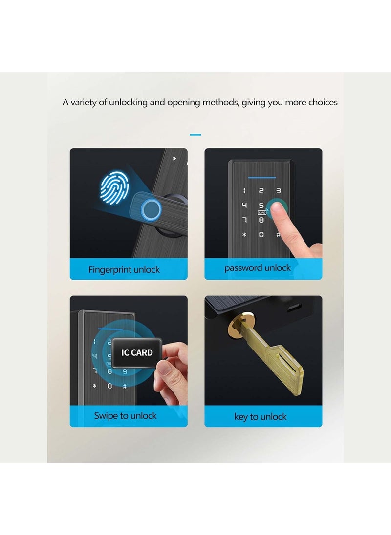 Delavala Delavala Smart Lock for Wooden Door Catus Touch Plus 5Way Unlocking Fingerprint Pincode RFID Access Card Bluetooth Mobile App Mechanical Key I Black Finish I Keyless Entry Door Lock  - Image 4