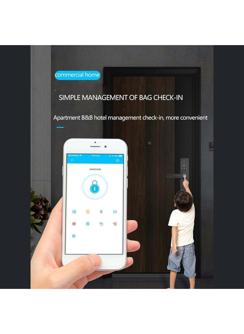 Delavala Delavala Smart Lock for Wooden Door Catus Touch Plus 5Way Unlocking Fingerprint Pincode RFID Access Card Bluetooth Mobile App Mechanical Key I Black Finish I Keyless Entry Door Lock  - Image 2
