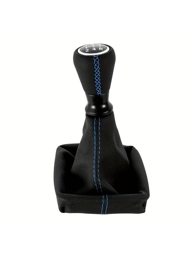 Peugeot 206 406 207 5 Speed Manual Gear Shift Knob Blue Stitching Textured Grip - Image 1