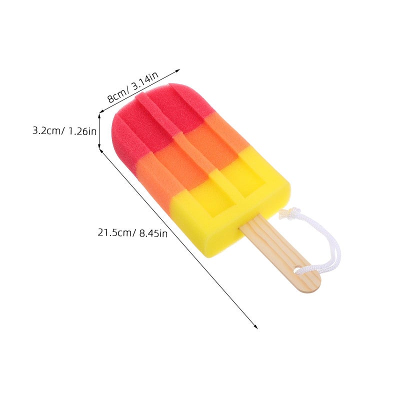 Soft Loofah Bath Sponges Set 2 Pcs Colorful Ice Cream Shape For Wet Dry Use - Image 3