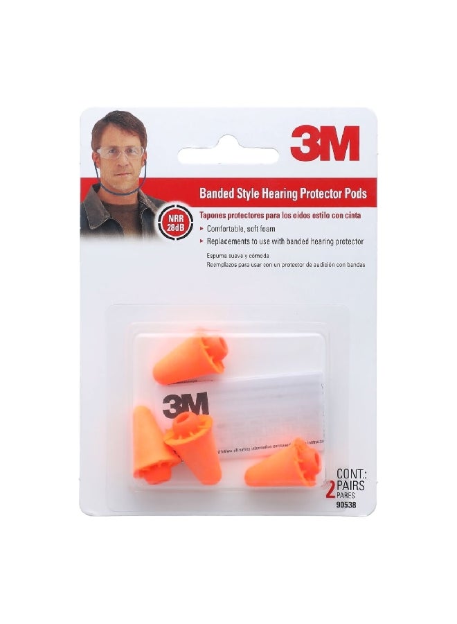 3M 4-Piece Washable Hearing Protector Pods Orange 90538-2-10DC
