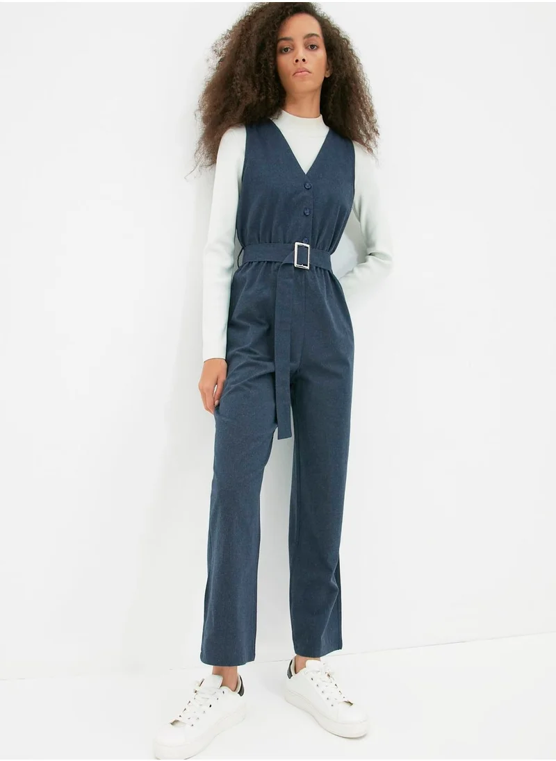 trendyol Wide Leg Knitted Jumpsuit