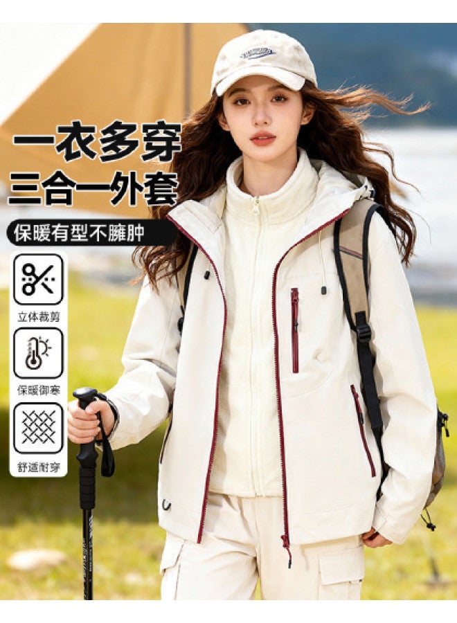 Fapai Two-piece Jacket For Women, Removable Fleece Lining, Hooded Jacket - Image 1