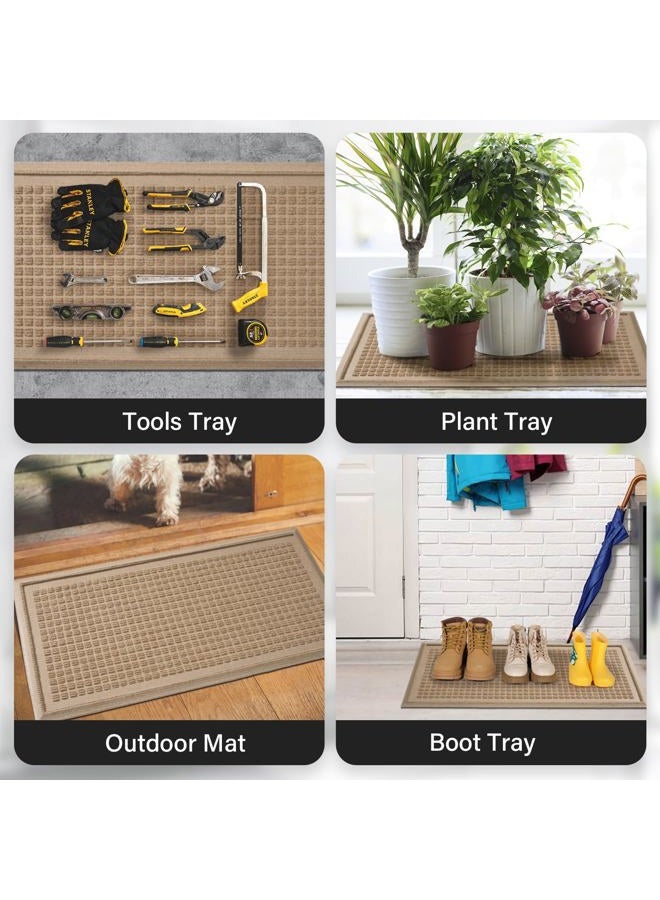 HIYARD Boot Tray, Heavy Duty Waterproof Shoe Drying Mat, Non-Slip Entryway Tray for Muddy Boots, Indoor Outdoor Use, 15x30 inches, Beige - Image 4