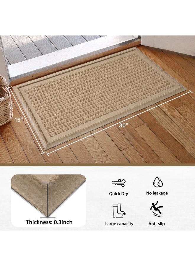 HIYARD Boot Tray, Heavy Duty Waterproof Shoe Drying Mat, Non-Slip Entryway Tray for Muddy Boots, Indoor Outdoor Use, 15x30 inches, Beige - Image 2