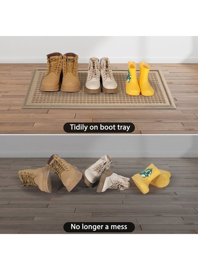 HIYARD Boot Tray, Heavy Duty Waterproof Shoe Drying Mat, Non-Slip Entryway Tray for Muddy Boots, Indoor Outdoor Use, 15x30 inches, Beige - Image 3