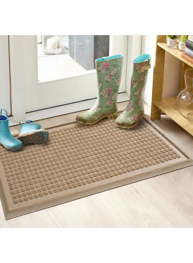 HIYARD Boot Tray, Heavy Duty Waterproof Shoe Drying Mat, Non-Slip Entryway Tray for Muddy Boots, Indoor Outdoor Use, 15x30 inches, Beige - Image 1