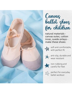 SportQ SPORTQ Ballerina Shoes Canvas Leather Sole Flat Dance Shoes Toddler Kids Yoga/Ballet Dancer Shoes Flesh color US 41  - Image 3