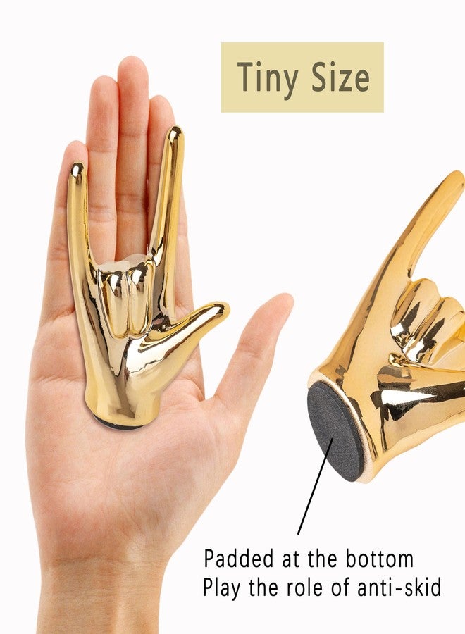 Lynagert Tiny 'I Love You' Hand Statue - Rock and Roll Hand Sign DECOR, Gold Ceramic Gesture Hand Sculpture Finger Statue Classic Home Decor - Image 3