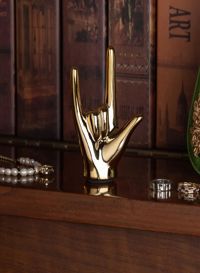 Lynagert Tiny 'I Love You' Hand Statue - Rock and Roll Hand Sign DECOR, Gold Ceramic Gesture Hand Sculpture Finger Statue Classic Home Decor - Image 5