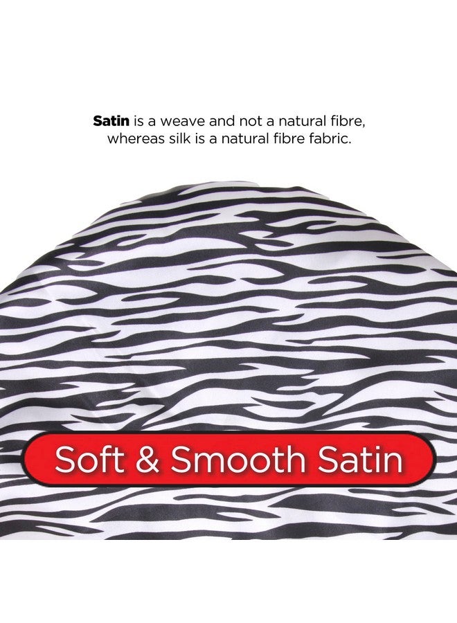 Donna Argan Patterned Sleep Cap Hair Sleep Shower Cap Bonnet Satin Bonnet For Sleeping Hat Xl Zebra Black - Image 2