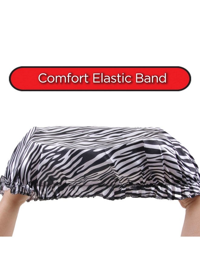 Donna Argan Patterned Sleep Cap Hair Sleep Shower Cap Bonnet Satin Bonnet For Sleeping Hat Xl Zebra Black - Image 3