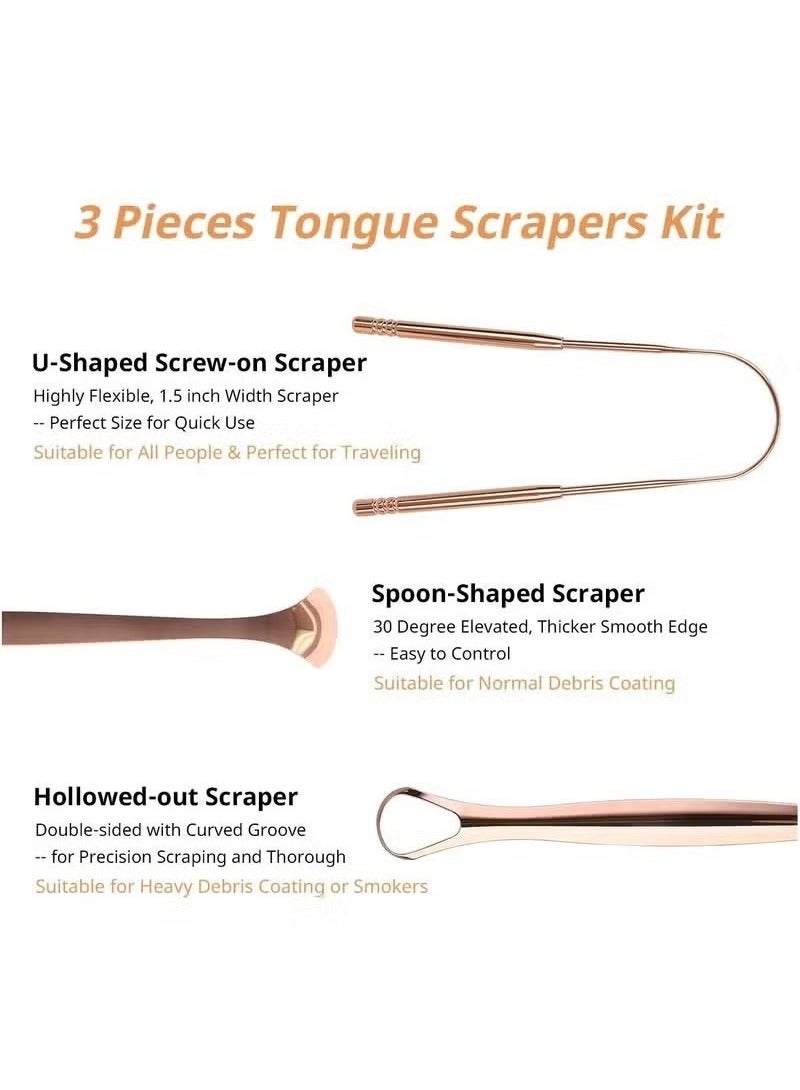 اترجسز 3 قطعة اللسان مكشطة ، الفولاذ المقاوم للصدأ لتنظيف الفم ، والحد من رائحة الفم الكريهة - Image 4