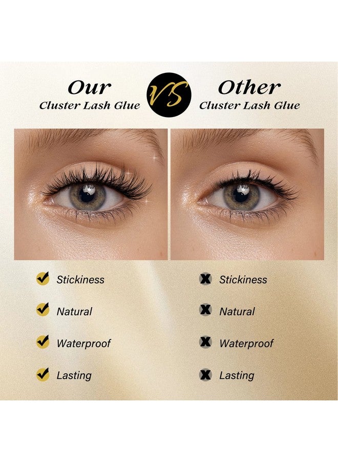QUEWEL Lash Clusters Glue 10Ml Cluster Lashes Glue Black Diy Lash Extensions Glue For Individual Lashes Longlasting Eyelash Glue No Irritation, Large Capacity No Shaking(Black10Ml) - Image 5