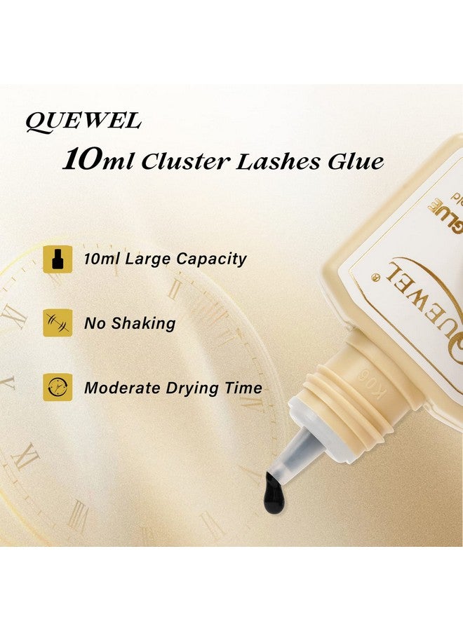 QUEWEL Lash Clusters Glue 10Ml Cluster Lashes Glue Black Diy Lash Extensions Glue For Individual Lashes Longlasting Eyelash Glue No Irritation, Large Capacity No Shaking(Black10Ml) - Image 3