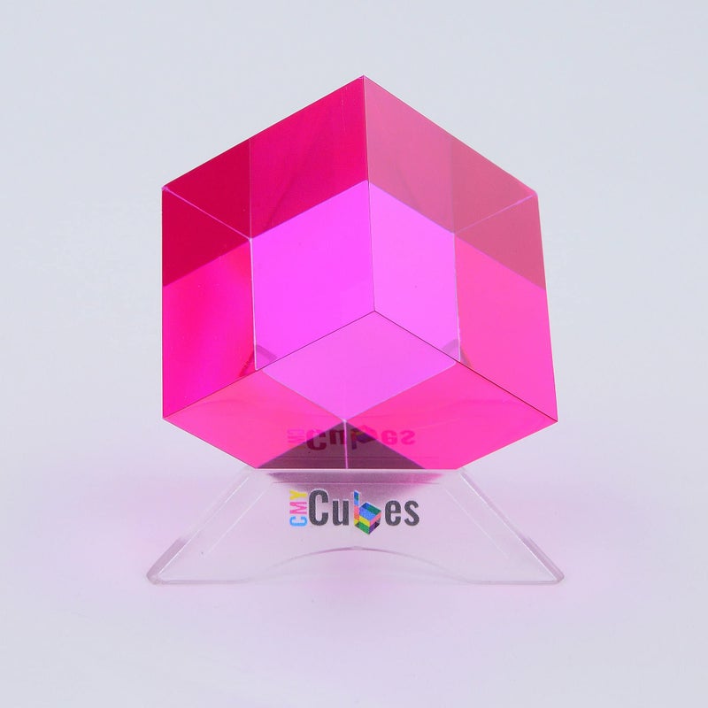CMY Cubes The M Cube (30mm) - Magenta Hue Cube - Optical Color Cube - Diamond Polished - Teaches Subtractive Color Mixing - Educational, Scientific, Physics & Kinetic Art Desk Object - Image 1