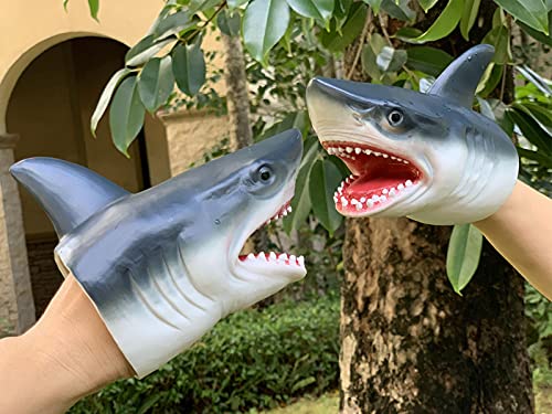 Gemini&Genius GeminiGenius Shark Hand Puppet Toys for Kids Swimming Pool Beach Bath Toys Soft Rubber Realistic Great White Sharks Puppets Role Play Toys Marine Animal World Puppets for Kids 2Pcs - Image 5
