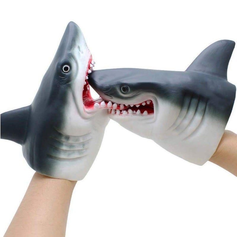 Gemini&Genius GeminiGenius Shark Hand Puppet Toys for Kids Swimming Pool Beach Bath Toys Soft Rubber Realistic Great White Sharks Puppets Role Play Toys Marine Animal World Puppets for Kids 2Pcs - Image 3