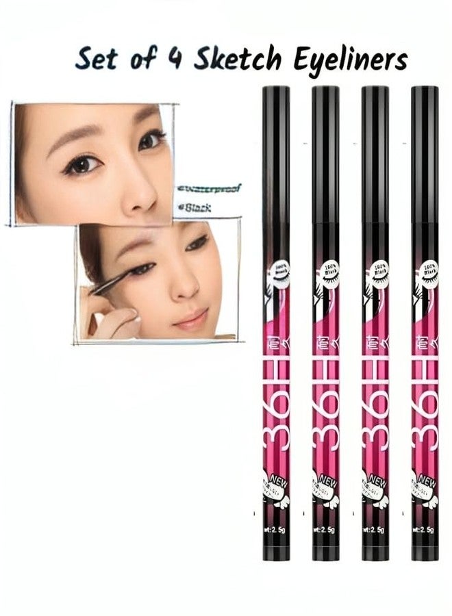 winble 36H Waterproof Precision Liquid & Pencil Eyeliner Combo � Long-Lasting, Smudge-Proof (Pack of 5, Deep Black, Matte & Shimmery Finish) - Image 3