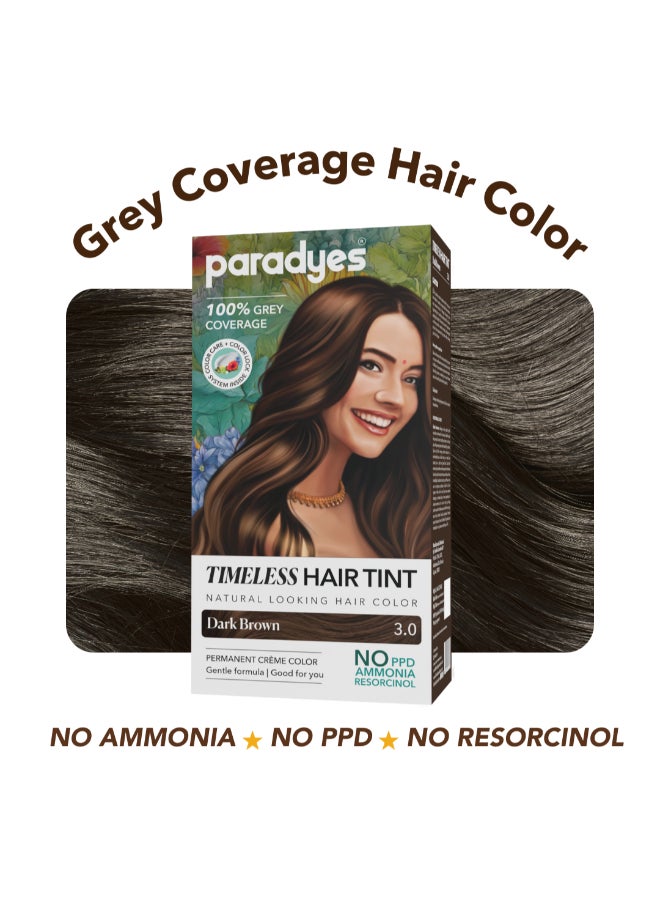 Paradyes Dark Brown Timeless Hair Tint, Permanent Crème Hair Colour for Natural-Looking Results, Complete Grey Coverage, Long-Lasting Formula Free from PPD, Ammonia, & Resorcinol, 3.0 Dark Brown - Image 2