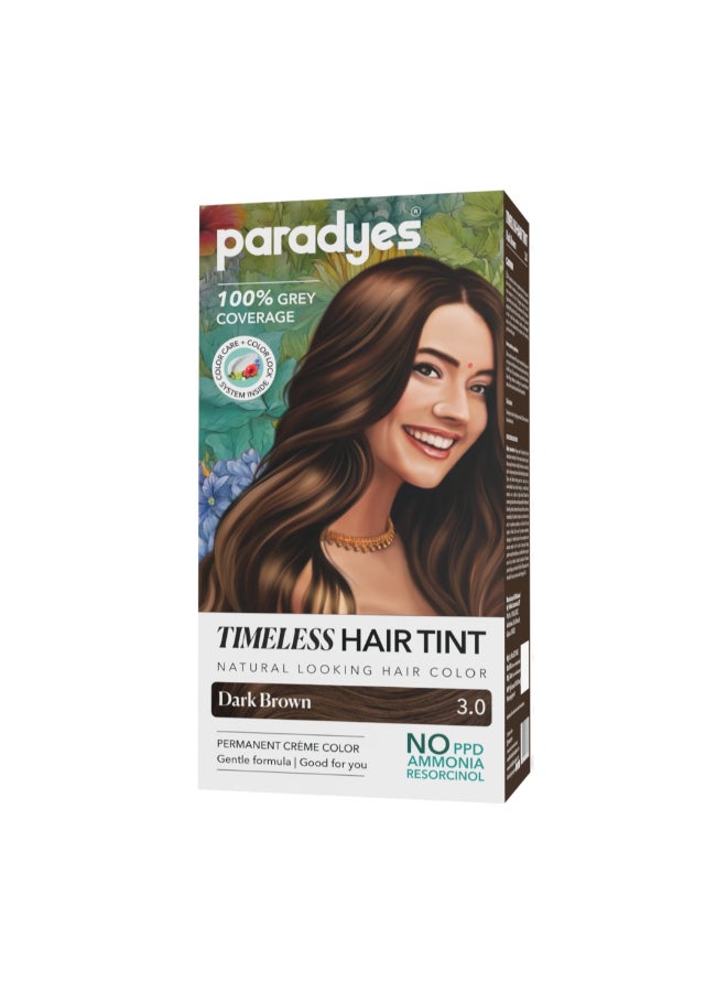 Paradyes Dark Brown Timeless Hair Tint, Permanent Crème Hair Colour for Natural-Looking Results, Complete Grey Coverage, Long-Lasting Formula Free from PPD, Ammonia, & Resorcinol, 3.0 Dark Brown - Image 1
