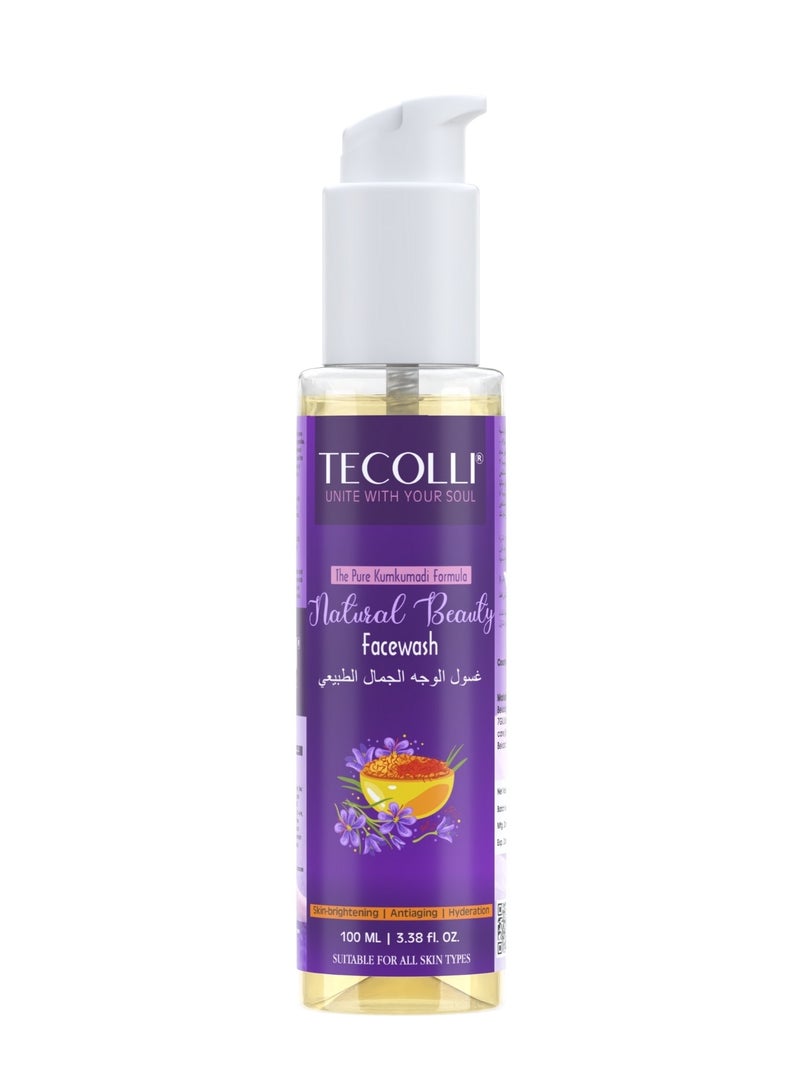 TECOLLI Natural Beauty Facewash with Pure Kumkumadi Formula | Antiaging, Skin glow, Reduces pigmentation & dark spots |For All Skin Types | 0% Parabens, Sulfates, Silicones(100 ml) - Image 1