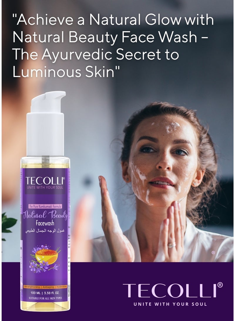 TECOLLI Natural Beauty Facewash with Pure Kumkumadi Formula | Antiaging, Skin glow, Reduces pigmentation & dark spots |For All Skin Types | 0% Parabens, Sulfates, Silicones(100 ml) - Image 5