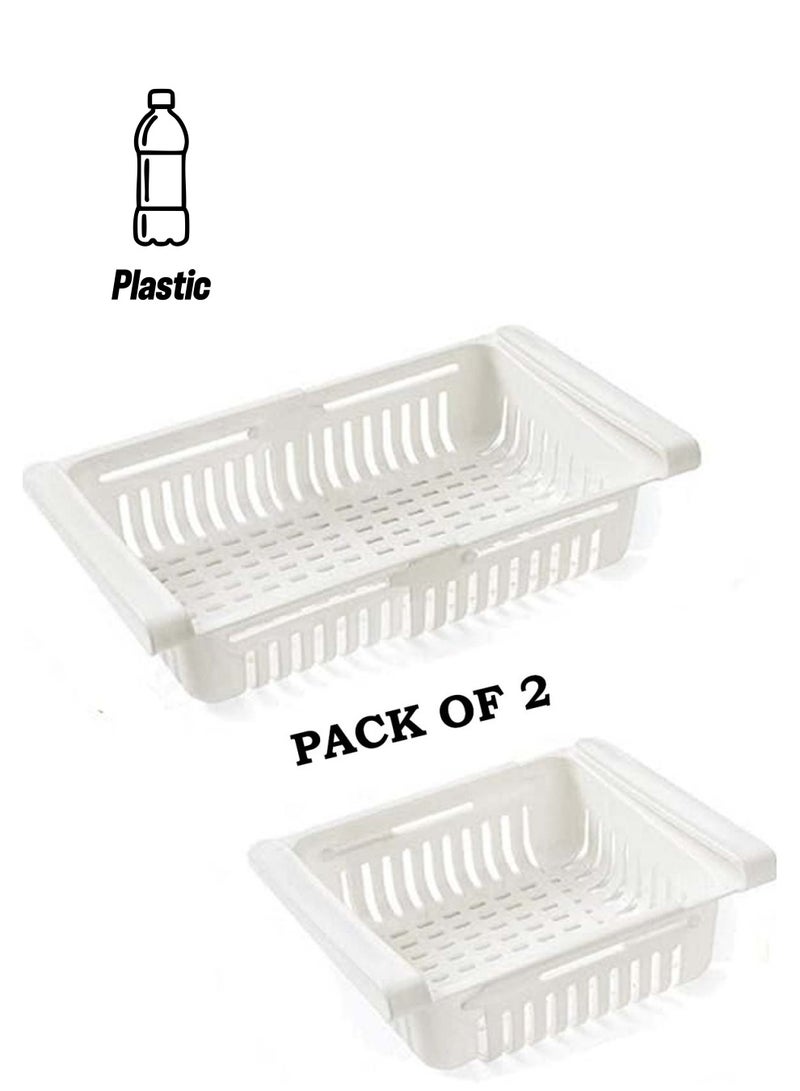 Set of 2 Beige Refrigerator Storage Bins  - Image 1