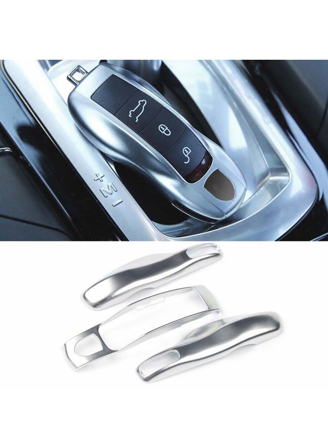 Jaronx 3PCS Remote Key Covers Compatible with Porsche, Glossy Silver Key Fob Shell Cover Painted Keyless Entry Skin Protectors (Compatible with:Porsche Boxster Turbo Cayenne Panamera Macan Cayman 911) - Image 1