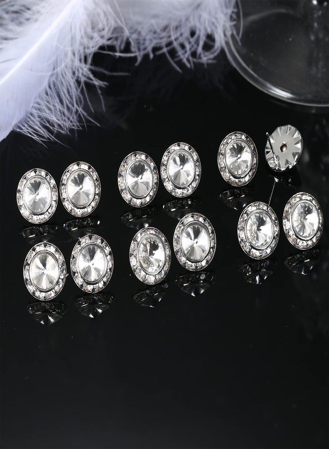 BESTEEL Rhinestone Earrings Round Shaped Acrylic Stone Inside Crystal Halo Stud Earrings for Dance Competitions Stage Opera Performance Wedding Party Earrings Jewelry 15mm(White) - Image 3
