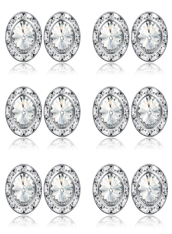 BESTEEL Rhinestone Earrings Round Shaped Acrylic Stone Inside Crystal Halo Stud Earrings for Dance Competitions Stage Opera Performance Wedding Party Earrings Jewelry 15mm(White) - Image 1