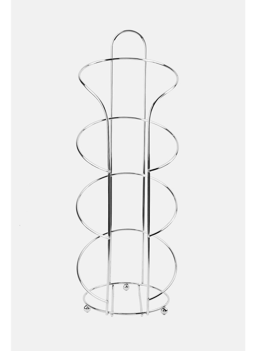 AMG - Metal Curved Wire Freestanding Toilet Paper Holder and Dispenser, Silver - Image 1