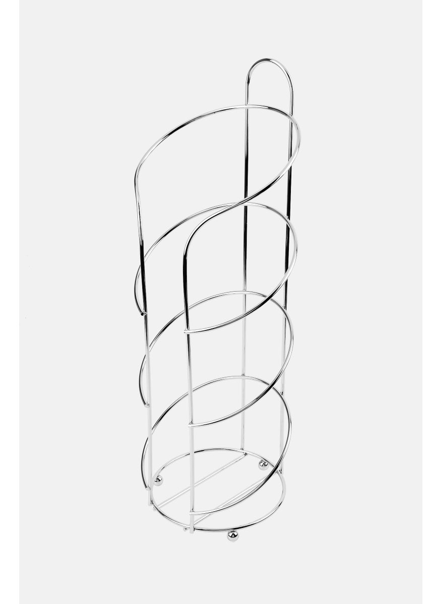 AMG - Metal Curved Wire Freestanding Toilet Paper Holder and Dispenser, Silver - Image 1