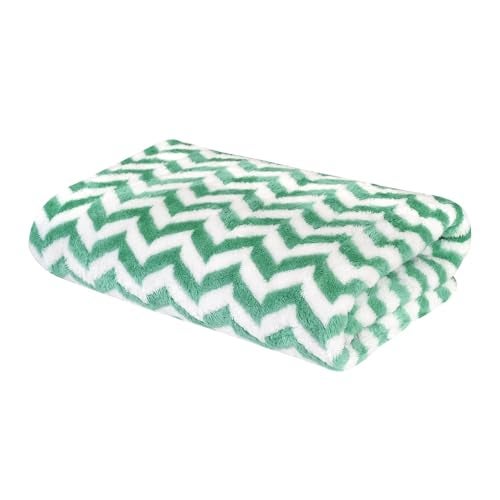 Status Contract Microfiber Towels for Bath-Soft Coral Fleece Towel with Hook Quick Dry Super Absorbent-Stripes Bath Towel for Men and Women-70 x 140 cm (White and Green) - Image 3