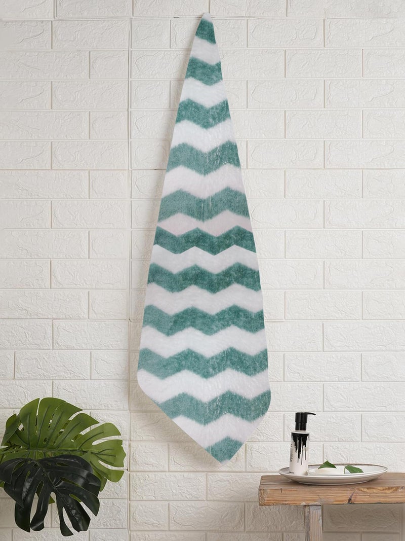 Status Contract Microfiber Towels for Bath-Soft Coral Fleece Towel with Hook Quick Dry Super Absorbent-Stripes Bath Towel for Men and Women-70 x 140 cm (White and Green) - Image 4