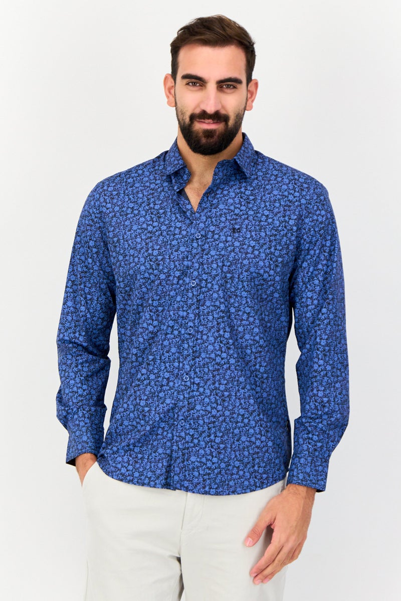 Kenneth Cole Men Regular Fit Allover Print Long Sleeves Shirt, Multicolor - Image 1