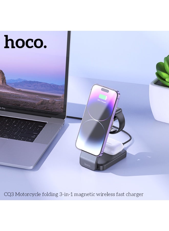 hoco. CQ3 Motorcycle folding 3-in-1 magnetic wireless fast charger - Image 3
