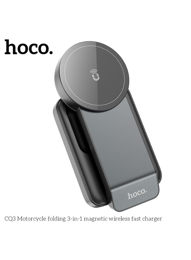 hoco. CQ3 Motorcycle folding 3-in-1 magnetic wireless fast charger - Image 2