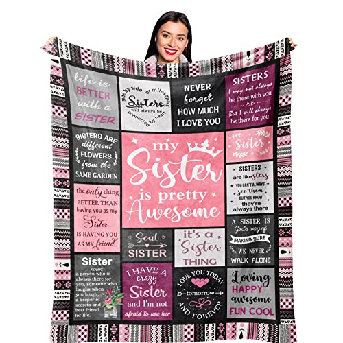 Ruvinzo Sister Gifts Sister Birthday Gifts from Sister Bestie Gifts for Women Best Friend Birthday Gift for Women Big Sister Gift from Little Sister Blanket 50 x 40 Soul Sister Gifts for Girls