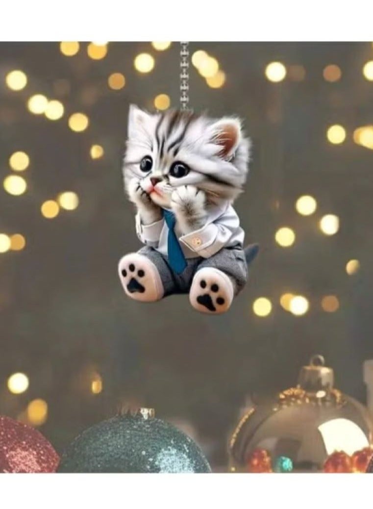 Car hanger with a two-dimensional cat design made of glossy acrylic – the cutest car accessory, perfect for decorating your car and giving it a cute look. - Image 2