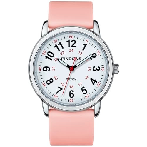 PINDOWS Women's Nurse Watch, 12/24 Hour Display, Luminous Dial, Soft Silicone Band, Waterproof to 30m - Image 2