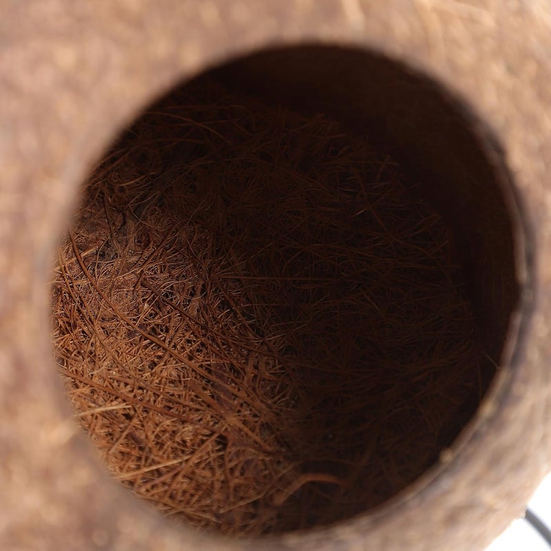 Coconut Shell Hanging Pet Nest with Iron Frame and Cushion, Small Animal Sleeping Bed Swing for Hamsters, Guinea Pigs, and Cage Accessory - Image 5