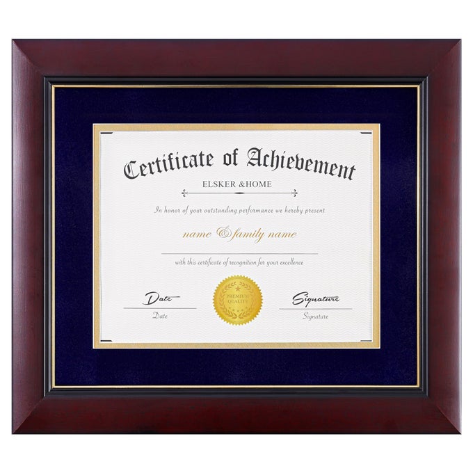 ELSKERHOME DIPLOMA FRAMES 11X14 WITH LUXURY NAVY VELVET MAT SOLID CHERRY WOOD DISPLAY 11X14 DOCUMENTCERTIFICATE WITH MAT OR 15X18 WITHOUT MAT SEMITEMPERED GLASS VELVET MATNAVY WITH GOLDEN RIM