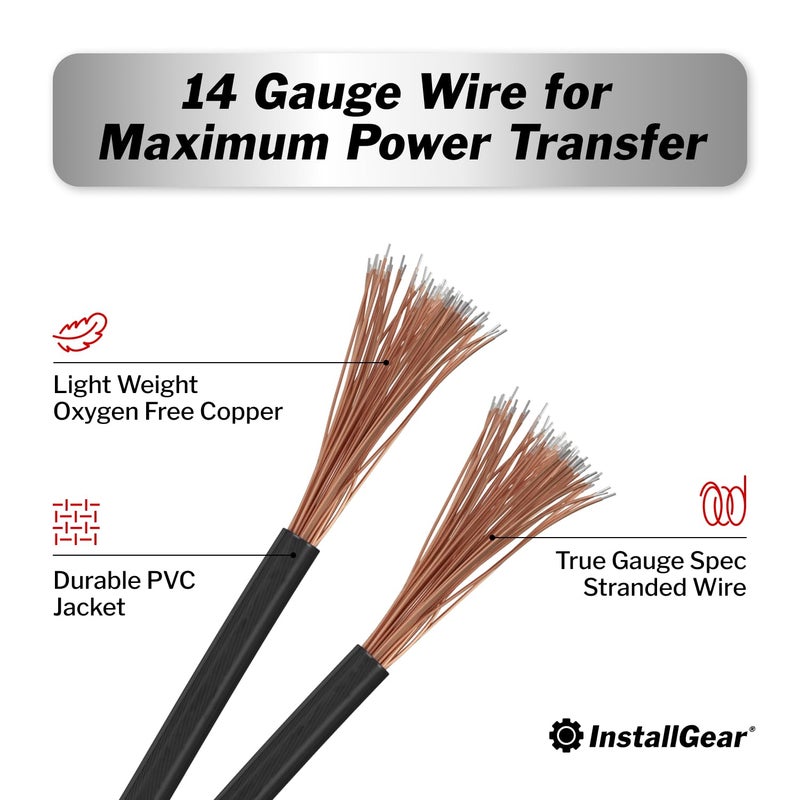 InstallGear 14 Gauge OFC Primary Remote Wire, 100-feet - Black - Speaker Cable for Car Speakers Stereos, Home Theater Speakers, Surround Sound, Radio, Automotive Wire, Outdoor - Speaker Wire 14 Gauge - Image 2