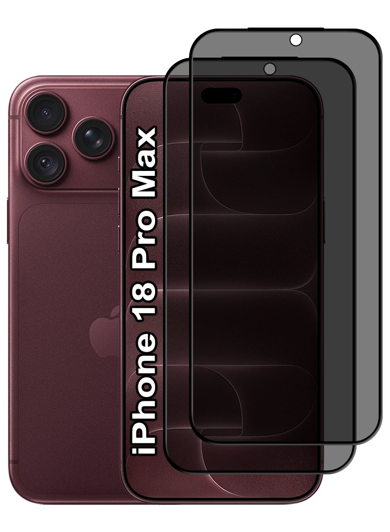 Case Up 2-Pack for iPhone 18 Pro Max 6.9 Inch Privacy Screen Protector, 9H Hardness, 28° Blocks Views, Anti-spy Tempered-Glass [100% Privacy Protection] Support Face ID, Case Friendly, Scratch Resistant and Easy Installation - Image 1
