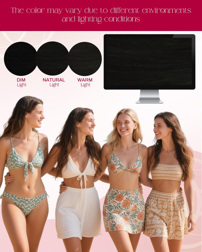 Moresoo Nano Hair Extensions Human Hair Jet Black Long Straight Nano Ring Hair Extensions Human Hair Black Invisible Add Length Or Volume 50S/50G 18 Inch - Image 5